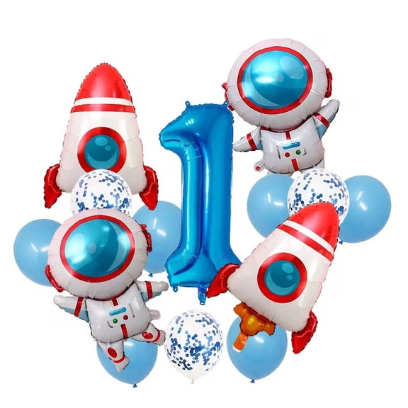 14pcs Astronaut Space Party Decorations - Rocket Theme Balloons with Spaceman Designs for Kids' Birthday Parties