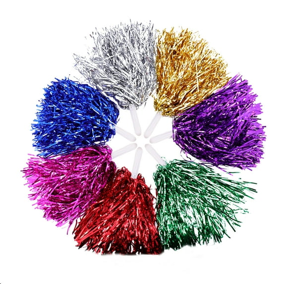 Eease 14pcs Cheerleader Pom Poms Metallic Hand Flowers (Mixed Color)