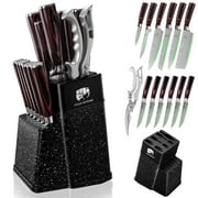 14pcs Chef Block Knife Set, Japanese Knife Set Steak Knives Set with Block and Sharpener, Kitchen Knife Set, Gifts for Men and Women