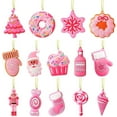 thumbnail image 1 of 14pcs Christmas Tree Ornament Set, Pink Xmas Candy Cane Lollipop Santa Claus Ornament Hanging Ornaments, Christmas Hanging Decors Birthday Party Decoration Crafts for Holiday Xmas Tree Party, 1 of 5