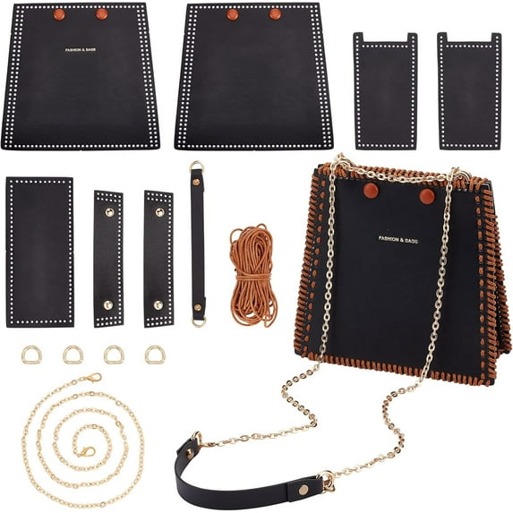 14pcs DIY Leather Tote Bag Making Starter Kit Knitting Crochet Shoulder Bag Making All Materials Hand Stitching Craft Purse Making Supplies