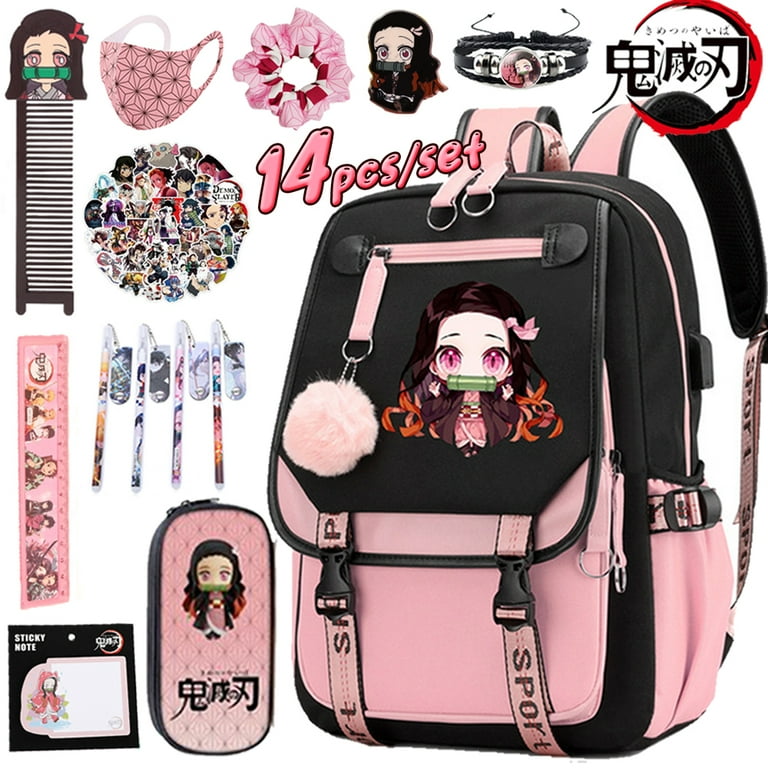 14pcs Demon Slayer Nezuko Student Backpack school bag Gift set - Walmart.com