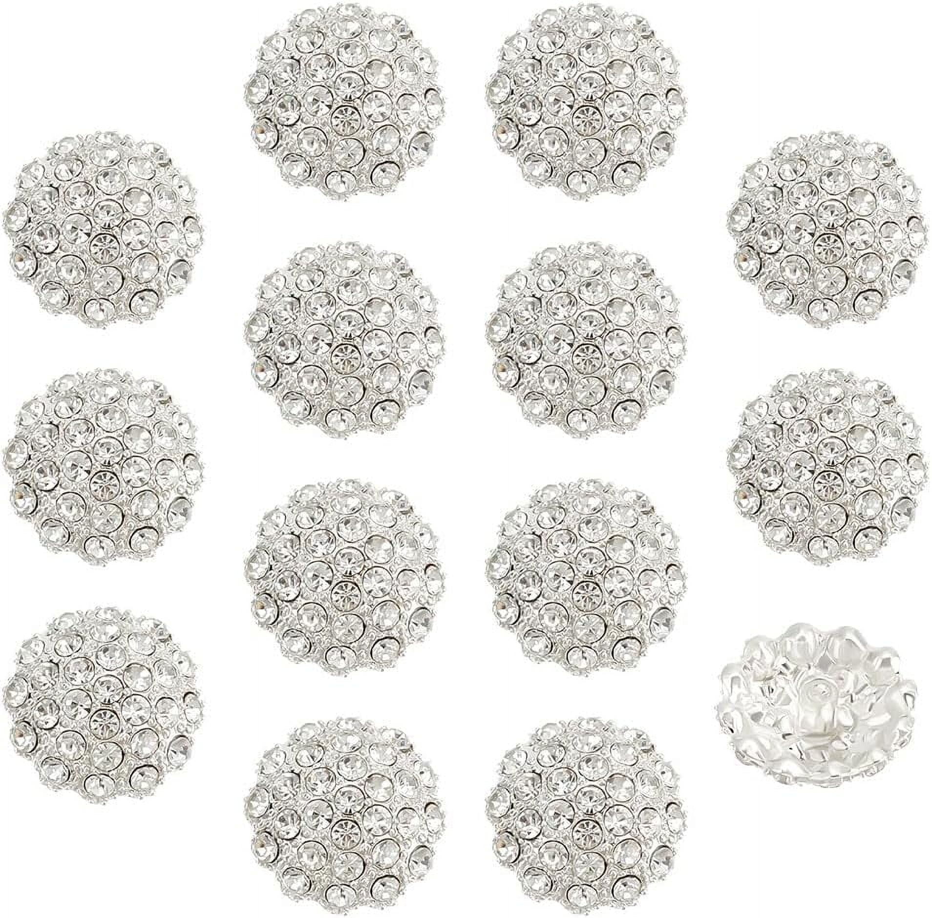 14pcs Flower Rhinestone Buttons 1-Hole Alloy Shank Buttons for Handmade ...