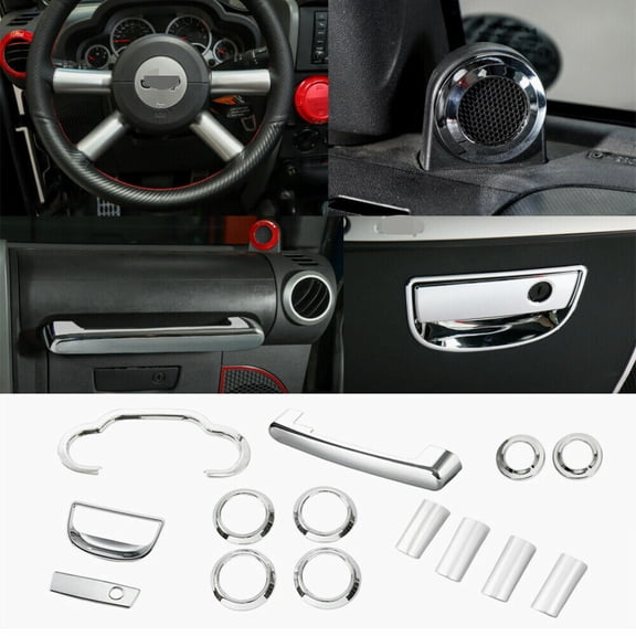 14pcs Interior Accessories Dash Trim Cover Chrome For Jeep Wrangler JK JKU 07-10