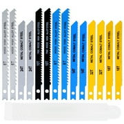 14pcs Jig Saw Blade Set Steel Assorted Blades Fast Cut Down Jigsaw Blade for Thin Metal Wood Plastic Compatible with Most Jig Saw