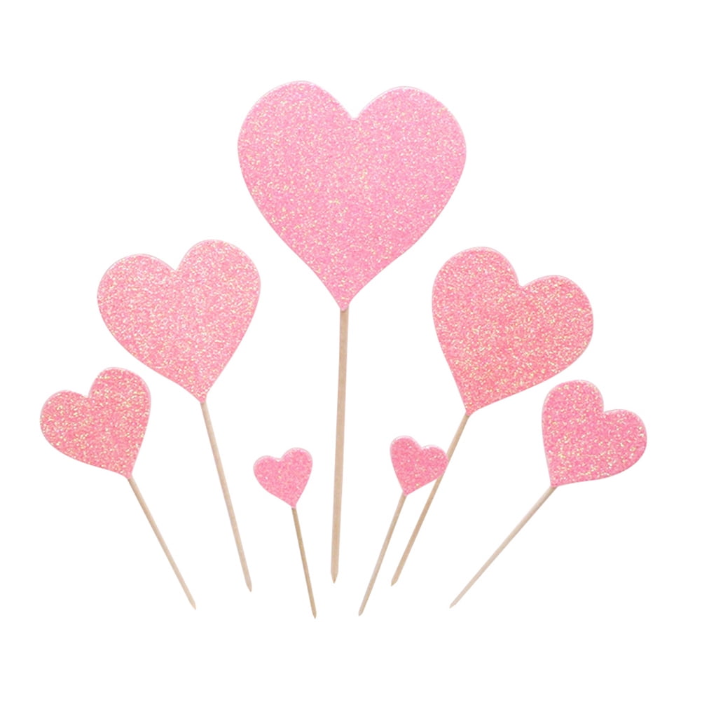 14pcs Love Heart Cake Pick Creative Cupcake Topper Party Supplies for