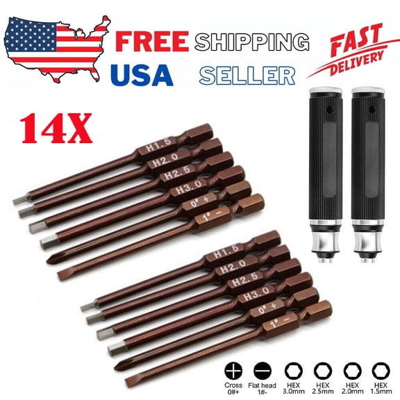 14pcs Metric Hex Bit Head Allen Wrench Drill Bit Set Tool Screwdriver Metal