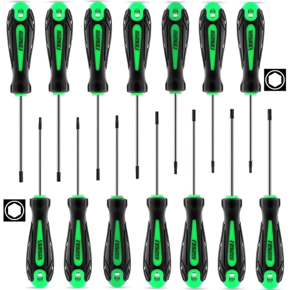 14pcs Mini Hex Screwdriver Set, Metric(0.9mm-3mm) SAE(0.035"-1/8) Hex Allen Wrench Screwdriver Set, Perfect for RC Cars, Quadcopters and Helicopter Car Models (Green)