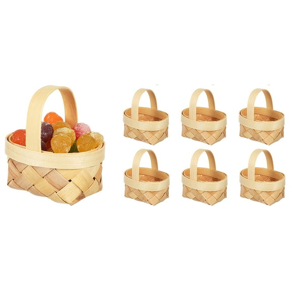 14-Piece Mini Woven Wood Baskets with Handles - Small Farmhouse Storage Baskets for Wedding Candy, Crafts, Party Favors, and Home Organization