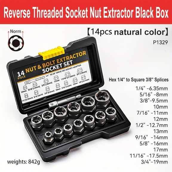 14pcs Nut Extractor, Anti-tooth Sleeve, Sliding Tooth Sleeve, Screw Damaged Nut Screw Cap Extractor