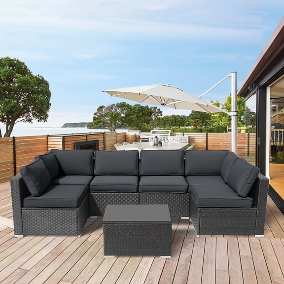 14pcs Outdoor Cushion Covers Replacement, Patio Cushion Covers Fit For 7pieces 6-Seater Wicker Rattan Sectional Couch Sofa Outdoor Cushion Slipcovers Set