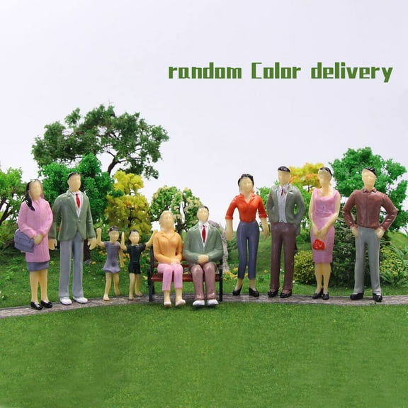 14pcs Painted Model Train Figures 1:25 G Scale Standing & Seated People for Layouts, Miniature Dollhouses, and Architectural Models