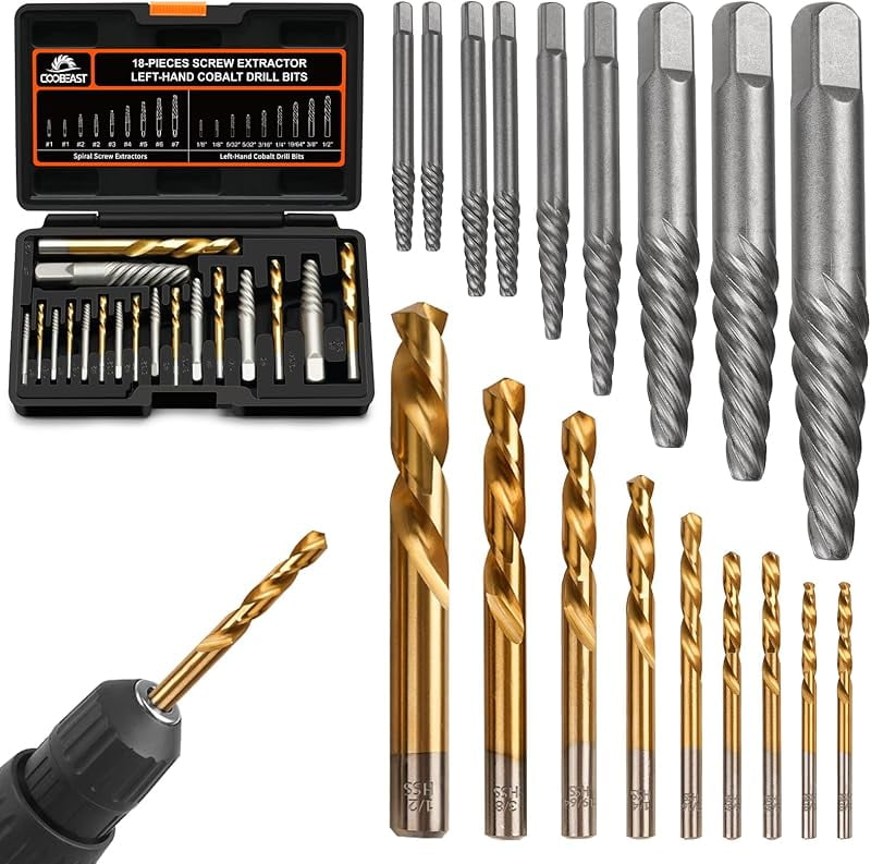 14pcs Screw Extractor Set and Left Hand Drill Bits For Removing Broken ...