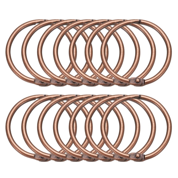 14pcs Shower Curtain Rings, 1.3 Inch ID Metal Round Snap Shower Curtain Hooks Glide Smoothly Shower Hooks, Vintage Copper