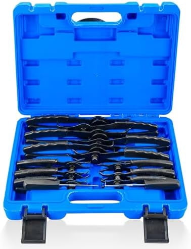 14pcs Snap Ring Plier Set, Straight & Bent Retaining Ring Pliers, Long Reach Snap Ring Plier with Hook & Pick, Retaining Clip and Circlip Removal Tools for 0.038in 0.047in 0.070in 0.090in