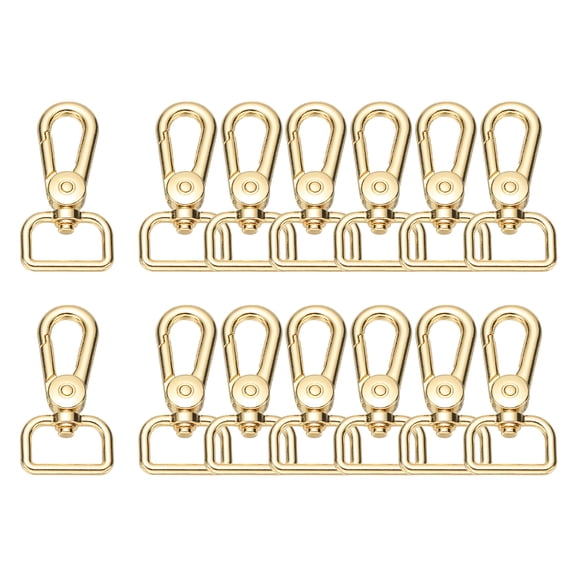 14pcs Swivel Clasps Hook, 3/4 inch Square Ring Lobster Claw Clasps Trigger Snap Hooks Metal Keychain Clips for DIY Purse Jewelry Making, Light Gold
