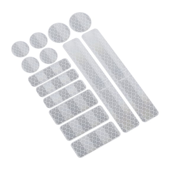 Unique Bargains 14pcs Universal Reflective Stickers Decals or Helmet Adhesive Tape Reflector for Bicycle Motorcycle Car Silver Tone