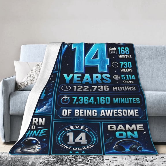 14th Birthday Blanket Gift Throw Blanket Space Gamer Future Legend Gift for Room Decor 50x40