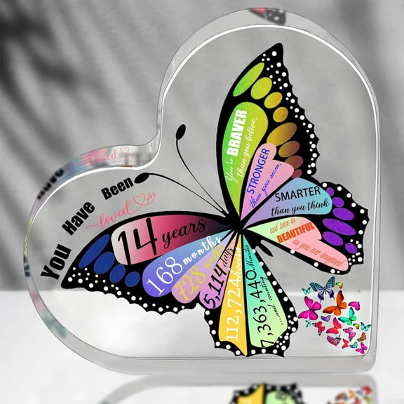 14th Birthday Gifts for Teens Girls 14 Year Old Girl Gifts 14th Anniversary Presents for Daughter Granddaughter Sister Teens Acrylic Heart Keepsake-You Have Been Loved for 14 Years 6"x6"