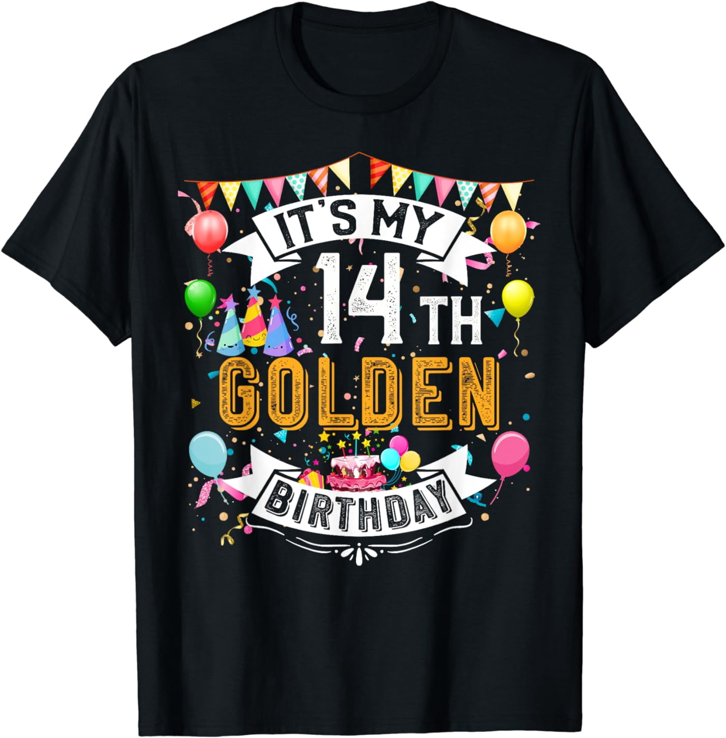 Gold Hello Fourteen Shirt 14th Birthday Shirt