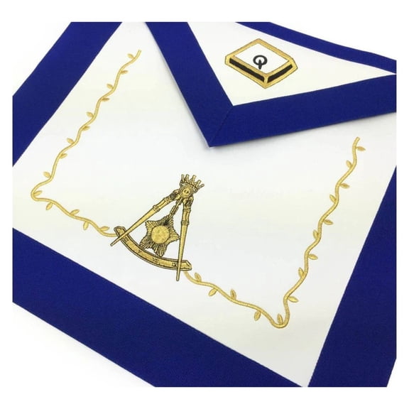 14th Degree Scottish Rite Apron - Blue with Machine Embroidery and Adjustable Belt