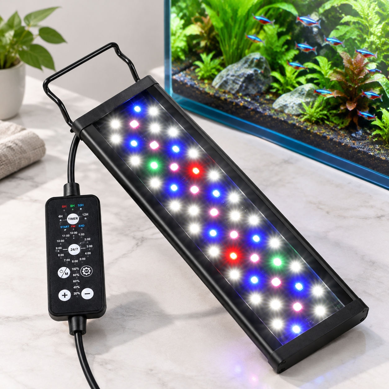 14w Led Aquarium Light 12-18 Inch Fish Tank With Timer Auto On/off ...