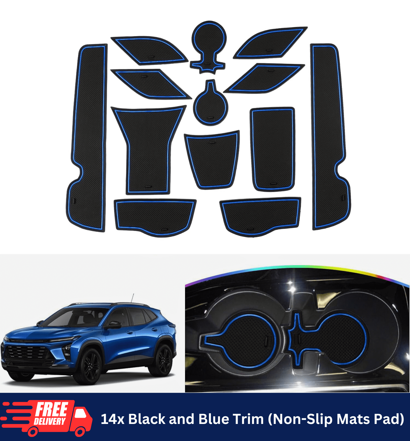 14x AntiDust Liners Mats Interior Cup Holder Pad Inserts For Chevy