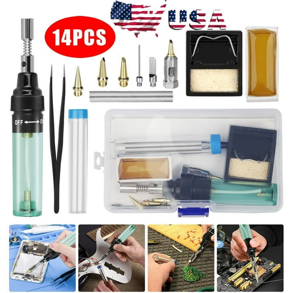 14x Gas Butane Soldering Iron Torch Pen Cordless Welding Solder Burner Tool Kit