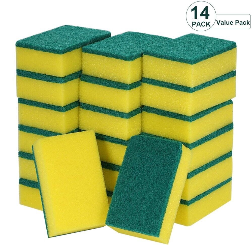 14x Multi-Purpose Double-Faced Cleaning Scrub Sponge for Kitchen Garage ...