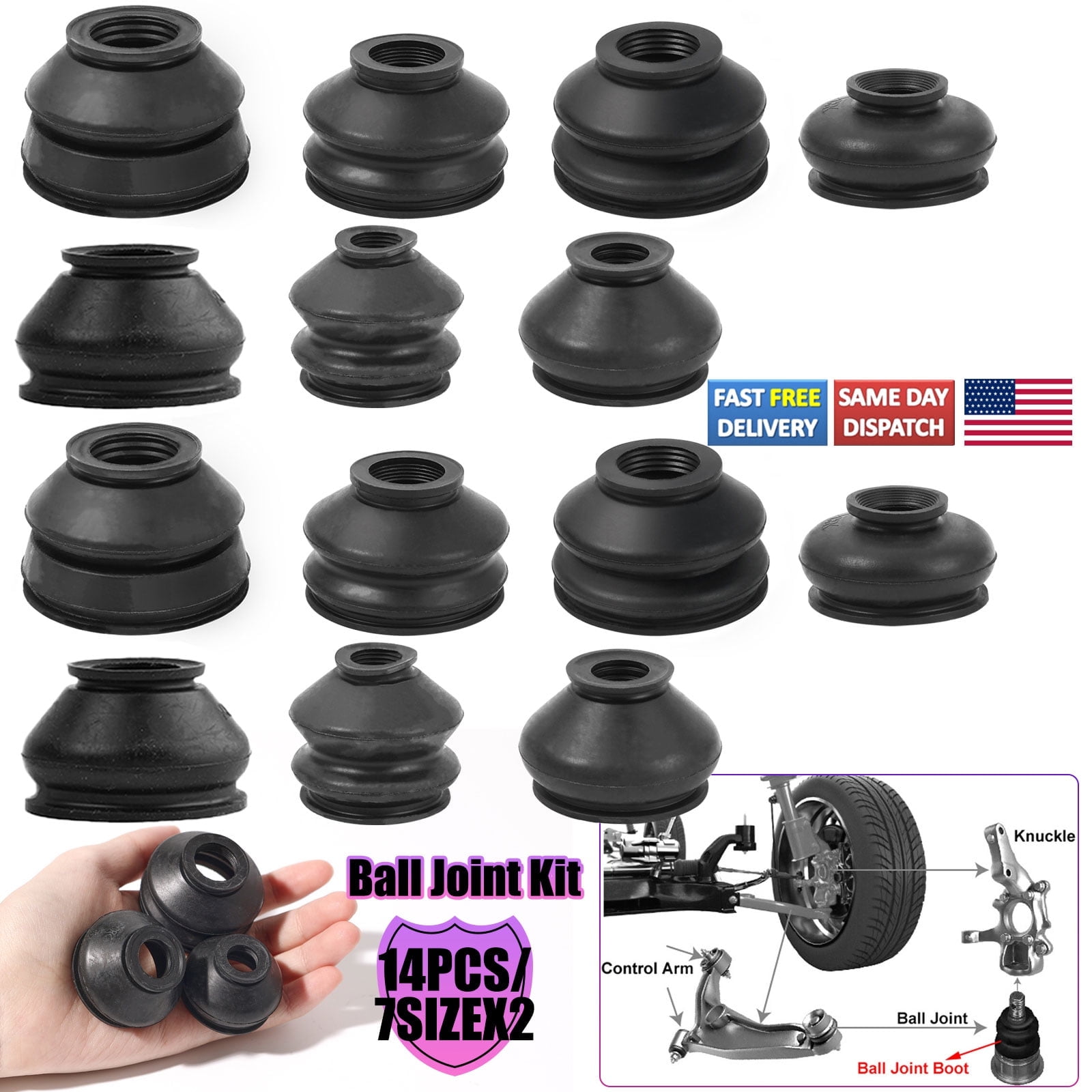 Dust Cover Boot Rib 14x Universal Rubber Tie Rod End Ball Joint Dust Boots Dust Cover Boot ...