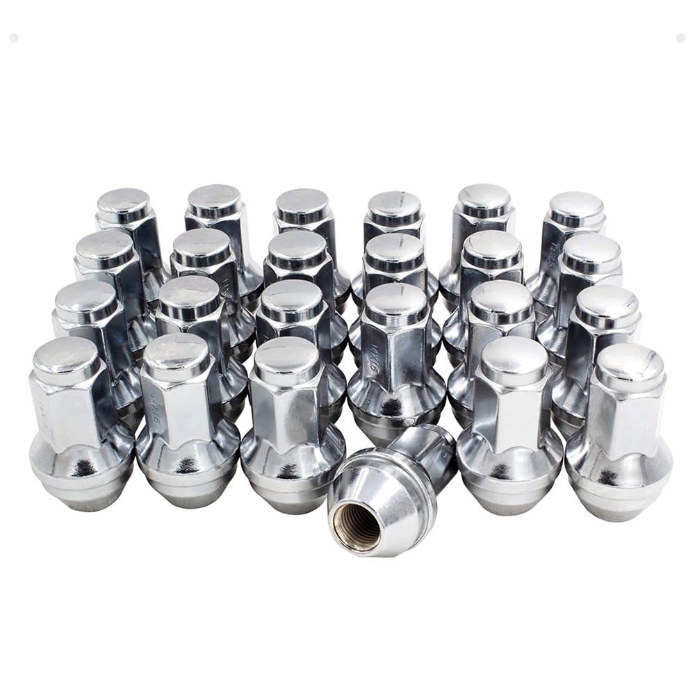14x1.5 2.2" Tall 13/16" Hex Acorn Seat Wheel Lug Nuts, 24 PCS M14x1.5 Closed End One-Piece Lug nuts, Chrome