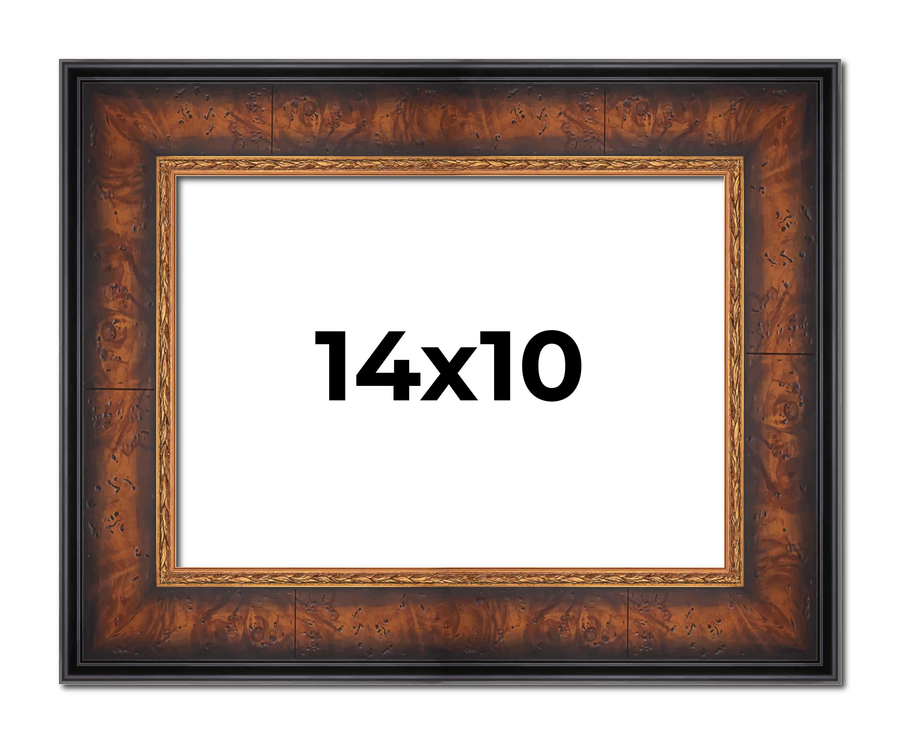 14x10 Frame Brown Walnut Gold Ornate Trim Solid Wood Plein Air Picture ...