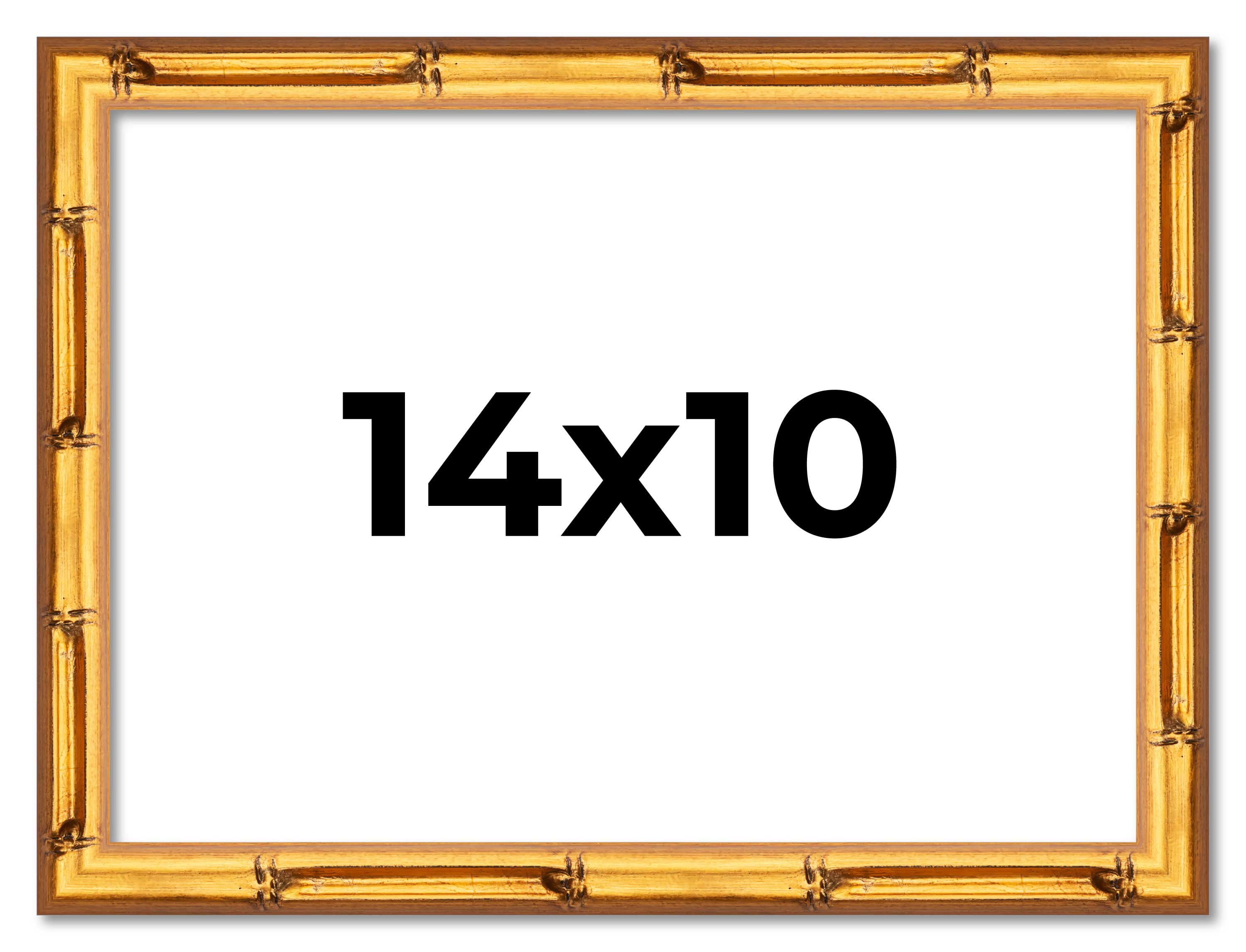 14x10 Frame Gold Bamboo Solid Wood Picture Frame | 0.75 Inch Moulding ...