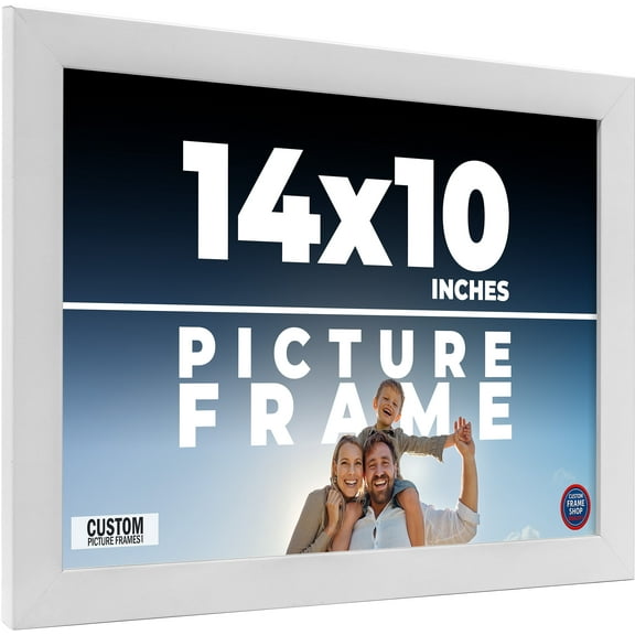 14x10 Frame White Solid Wood Picture Frame Includes UV Acrylic Shatter Guard Front, Acid Free Foam