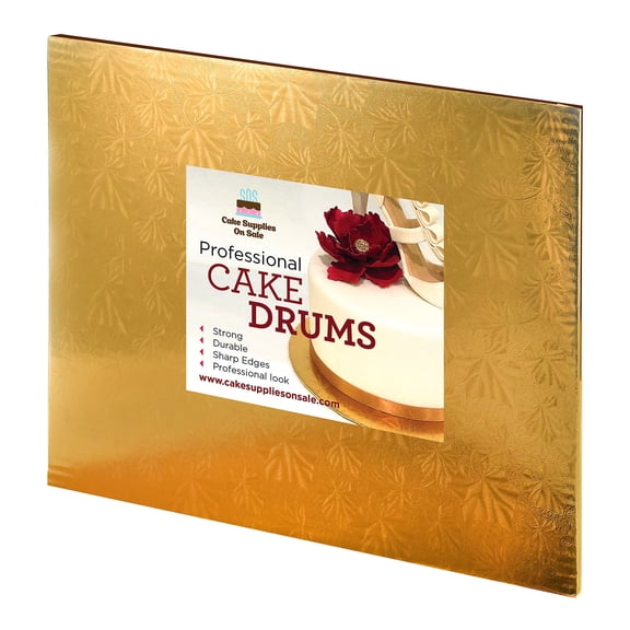 Cake S.O.S 14x10 Inches Gold Rectangle Cake Drum Board, 1/2 Thick, (1-Pack)
