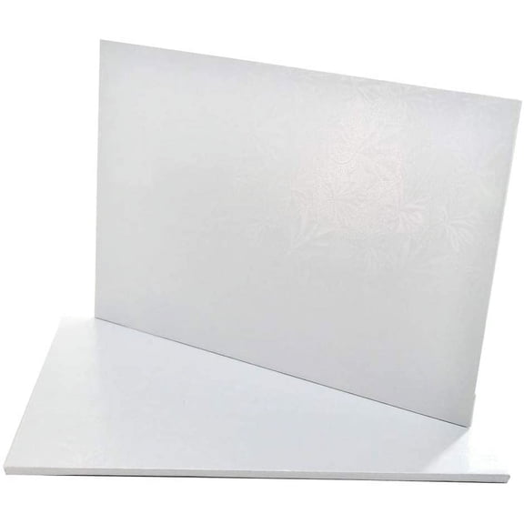 Cake S.O.S 14x10 Inches White Rectangle Cake Thin Drum Board, 1/4 Thick, (25-Pack)