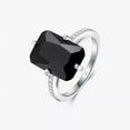 thumbnail image 1 of 14x10mm Octagon-Cut Natural Black Onyx and Lab-Created Moissanite Solitaire Engagement Ring for Women | 925 Sterling Silver Timeless Gift Jewelry for Women, 1 of 4