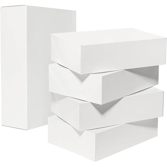 14x10x4 Large Gift Boxes with Lids 10 Pack Extra Deep Clothes Shirt Robe Sweater Box for Christmas Presents, Holidays, Birthday Gift Wrapping White