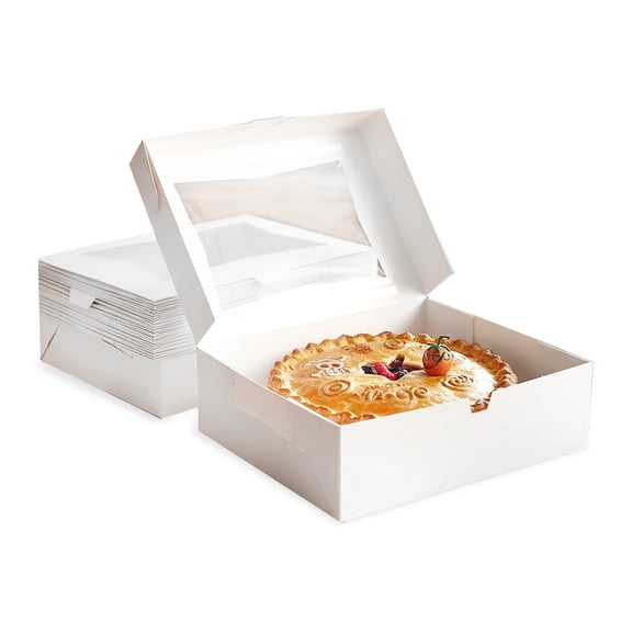 Cake S.O.S White Window Cake Box, 14x10x4 inch, (25-Pack)