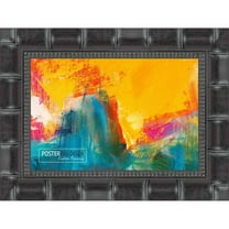 14x11 Black Wide Bamboo Picture Frame - UV Acrylic, Foam Board Backing, Hanging Hardware