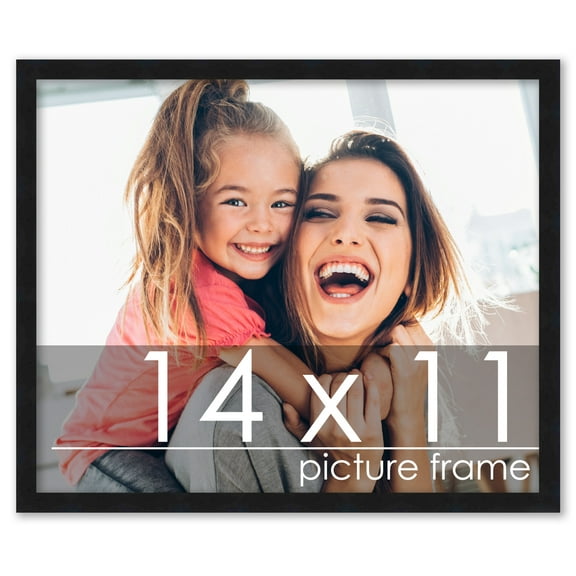 14x11 Black Wood Picture Frame - UV Acrylic, Foam Board Backing, Hanging Hardware