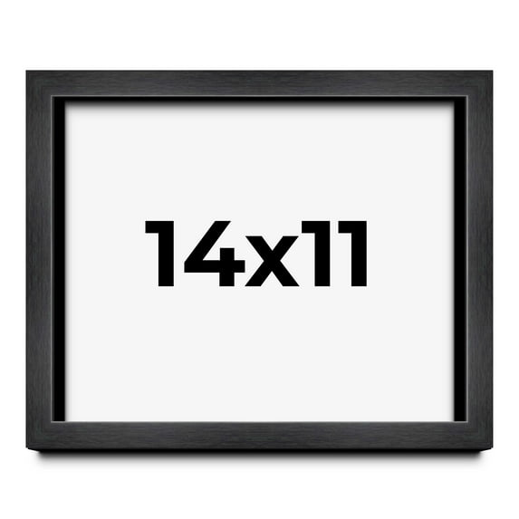 14x11 Frame Black Charcoal Grey Wood Textured Picture Frame | 0.75 Inch Moulding Width | Gunmetal