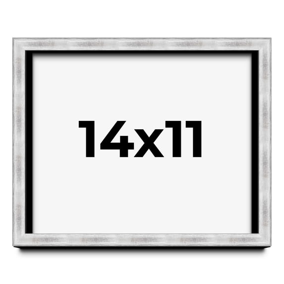 14x11 Frame Brushed Silver Solid Wood Picture Frame | 0.75 Inch Moulding Width | Rabbet Depth 0.75