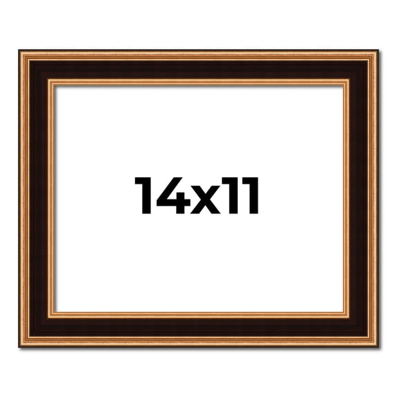 14x11 Frame Gold Brown Plein Air Vintage Solid Wood Picture Frame | 1.75 Inches Moulding Width |