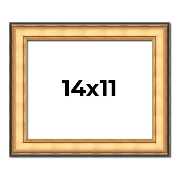 14x11 Frame Gold Plein Aire Solid Wood Picture Frame Width 2 Inches | Interior Frame Depth 0.5