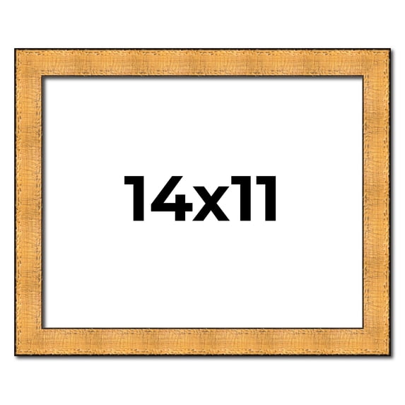 14x11 Frame Gold Rustic Solid Wood Picture Frame | 1.25 Inch Wide Moulding | Rustique Gold