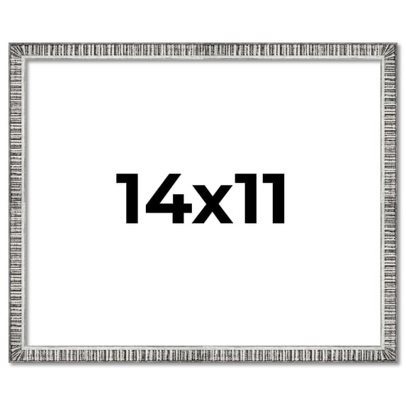 14x11 Frame Silver Grey Distressed Solid Wood Picture Frame | 0.75 Inch Moulding Width | Interior
