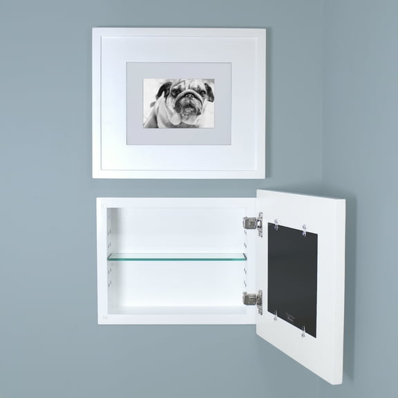 14x11 Landscape Contemporary White Picture Frame Medicine Cabinet by Fox Hollow Furnishings