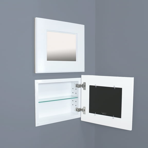 14x11 Landscape Shaker White Mirrored Medicine Cabinet by Fox Hollow Furnishings