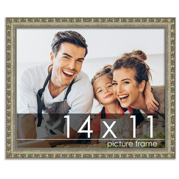 14x11 Silver Wood Picture Frame - UV Acrylic, Foam Board Backing, Hanging Hardware